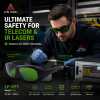 Kacamata Pengaman Laser CS TEC 1064nm DIN4 OD7+ untuk Perlindungan UV, Laser Biru, Dioda, Laser Serat Bersertifikat CE