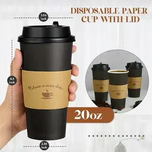 Factory Supply Reasonable Price Customized Size Beverage Paper Cup Disposable Packaging Black Hot Coffee Paper Cups With Lids