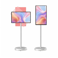 Kiosque mobile TV intelligent sur pied 21,5 pouces Android 15 Écran tactile capacitif 10 points Batterie 27000 mAh Point d'accès Wi-Fi pour la maison, le yoga et les films