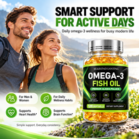 Capsules d'huile de poisson oméga-3 en marque privée, formule personnalisée EPA DHA, complément alimentaire pour la santé cardiovasculaire, cérébrale et oculaire, 120 gélules molles