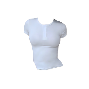 HO Ready to Ship Summer Sexy Vintage Slim Fit Worsted Washed Bow Collar <b>V</b>-<b>Neck</b> Button Backless Bottom Top Crop <b>T</b>-<b>Shirt</b> - Product Image 2