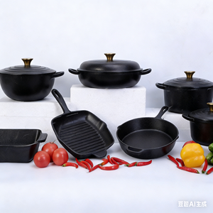 Ensemble de casseroles <span class=keywords><strong>en</strong></span> émail multicolores <span class=keywords><strong>en</strong></span> gros, ensemble de batterie de <span class=keywords><strong>cuisine</strong></span> <span class=keywords><strong>en</strong></span> <span class=keywords><strong>fonte</strong></span> de 11 pièces, casserole à induction avec couvercle, <span class=keywords><strong>cuisine</strong></span> robuste - Product Image 5