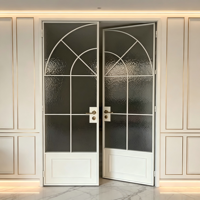 Servicio OEM, Puerta de Vidrio con Marco de Aleación de Aluminio Ultra Delgado, Puerta Abatible de Vidrio y Aluminio con Diseño de Rejilla Arqueada
