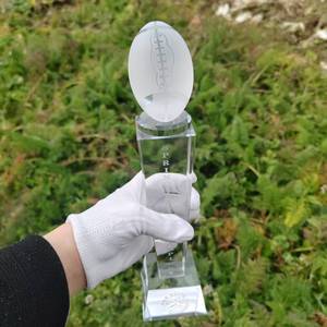 Vendita calda K9 bianco personalizzato 3D logo Laser cristallo trofeo di Rugby coppa del trofeo di Football americano premi per i campionati campione - Product Image 1