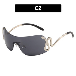 Occhiali da Sole 3559 con Montatura Grande, Decorazione <span class=keywords><strong>di</strong></span> Lusso a Forma <span class=keywords><strong>di</strong></span> <span class=keywords><strong>Serpente</strong></span>, Stile Y2K, Protezione UV400, Moda Donna 2024 - Product Image 3