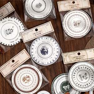 24 pegatinas por paquete, serie Time Story, troquelado con borde circular, <span class=keywords><strong>cuenta</strong></span> manual, libre para combinar con 6 materiales diferentes - Product Image 2