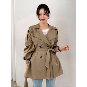 Veste élégante sur mesure OEM ODM pour femme, collection automne-<span class=keywords><strong>hiver</strong></span>, <span class=keywords><strong>manteau</strong></span> trench uni tissé pour le bureau, décontracté et quotidien - Product Image 1