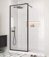 Porte de douche coulissante simple en verre de 6 mm noir, style hôtelier, avec charnière, kit complet pour salle de bain, OEM ODM