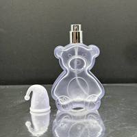 Flacon de parfum miniature mignon en forme d'ours orange mat de haute qualité, vaporisateur de parfum de 1 oz (30 ml), flacon de parfum givré avec bouchon rose