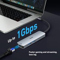 BENFEI Hub USB C 6-in-1 dengan HD MI (4K 60Hz), 2 USB-A, 1 USB-C Data, Pengisian Daya 100W, Gigabit Ethernet, Kabel Silikon Anti Kusut