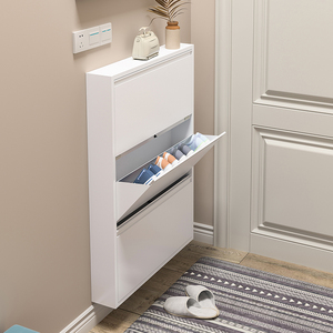 <span class=keywords><strong>Zapatero</strong></span> de metal con 3 cajones abatibles Gabinete de almacenamiento de zapatos de acero montado en la pared y sin montaje - Product Image 1