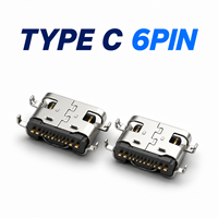 Connecteur USB-C SMT 6 broches réversible, durable et de qualité supérieure pour l'alimentation de circuits imprimés à haut volume et les applications d'interface d'appareils embarqués
