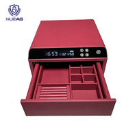 Caja de Joyería de Lujo de Alta Gama con Diseño de Cuero Completo, Caja Fuerte con Cajón y Desbloqueo por Huella Dactilar