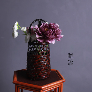 Handmade Bamboo Woven <b>Storage</b> <b>Baskets</b> Round Flower Vases Chinese Style Tableware Living Room Decor - Product Image 4