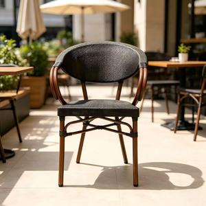 Nordic Rope Rattan aluminum Waterproof Dinning <b>Chair</b> Patio Restaurant Aluminium <b>Stackable</b> Outdoor <b>Dining</b> <b>Chair</b> for Garden hotel - Product Image 2