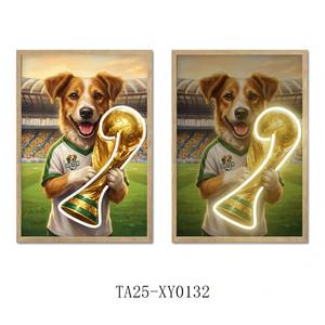 Art mural en MDF avec impression UV néon <span class=keywords><strong>aquarelle</strong></span> sur le thème du football, animaux mignons, décoration de chambre 40x30cm - Product Image 3