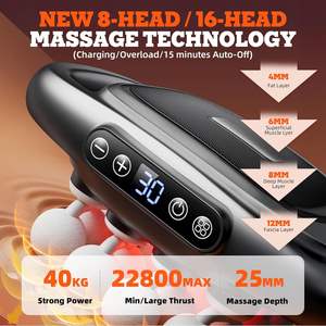 Pistolet de massage corporel professionnel sans fil personnalisé à 6 têtes, haute fréquence, pour fascias, OEM ODM, amplitude musculaire de 25 mm, moteur à balais - Product Image 2