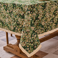 Nappe Moderne Style Monet Tissée à Motifs Floraux Verts avec Franges Décoratives pour Hôtels et Magasins de Décoration Intérieure – Vente en Gros