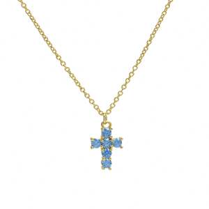 Collar con Colgante de Cruz de Moda, Joyería de Buena Suerte, con Circonita, Resistente al Agua, Chapado en Oro, con Piedra de Nacimiento, para Hombre y Mujer - Product Image 5