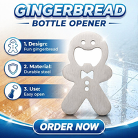 Décapsuleur en forme de bonhomme en pain d'épices mignon, en acier inoxydable, ornement de bureau pour la décoration de table de Noël saisonnière à la maison, vente en gros