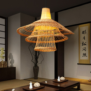 Japanese Style Bamboo Woven Pendant <b>Light</b> 54cm Diameter Led Chandelier For Living Room <b>Dining</b> Room Bedroom - Product Image 2