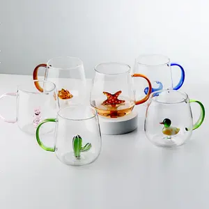 Tazza di vetro con manico in vetro a strato singolo tazza di vetro per bevande a base di succo per uso domestico - Product Image 1
