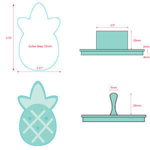 Juego de Cortadores y Sellos para Galletas de Azúcar con Diseños Tropicales, Moldes de Fondant de Corazón, Gafas de Sol y Piña, Kit de Repujado de Plástico para Galletas para Repostería de Verano - Product Image 4