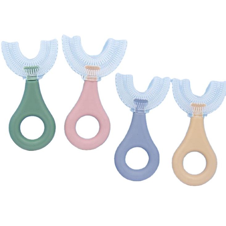 Симпатичная Водонепроницаемая силиконовая U-образная детская зубная щетка, детская зубная щетка, Экологичная U-образная зубная щетка 360 градусов