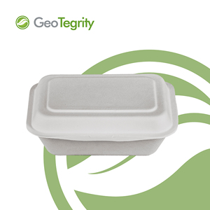 Eco Friendly Disposable Biodegradable 100% Sugarcane Bagasse Pulp Molding Fast Food Bento Packaging Clamshell Lunch Box