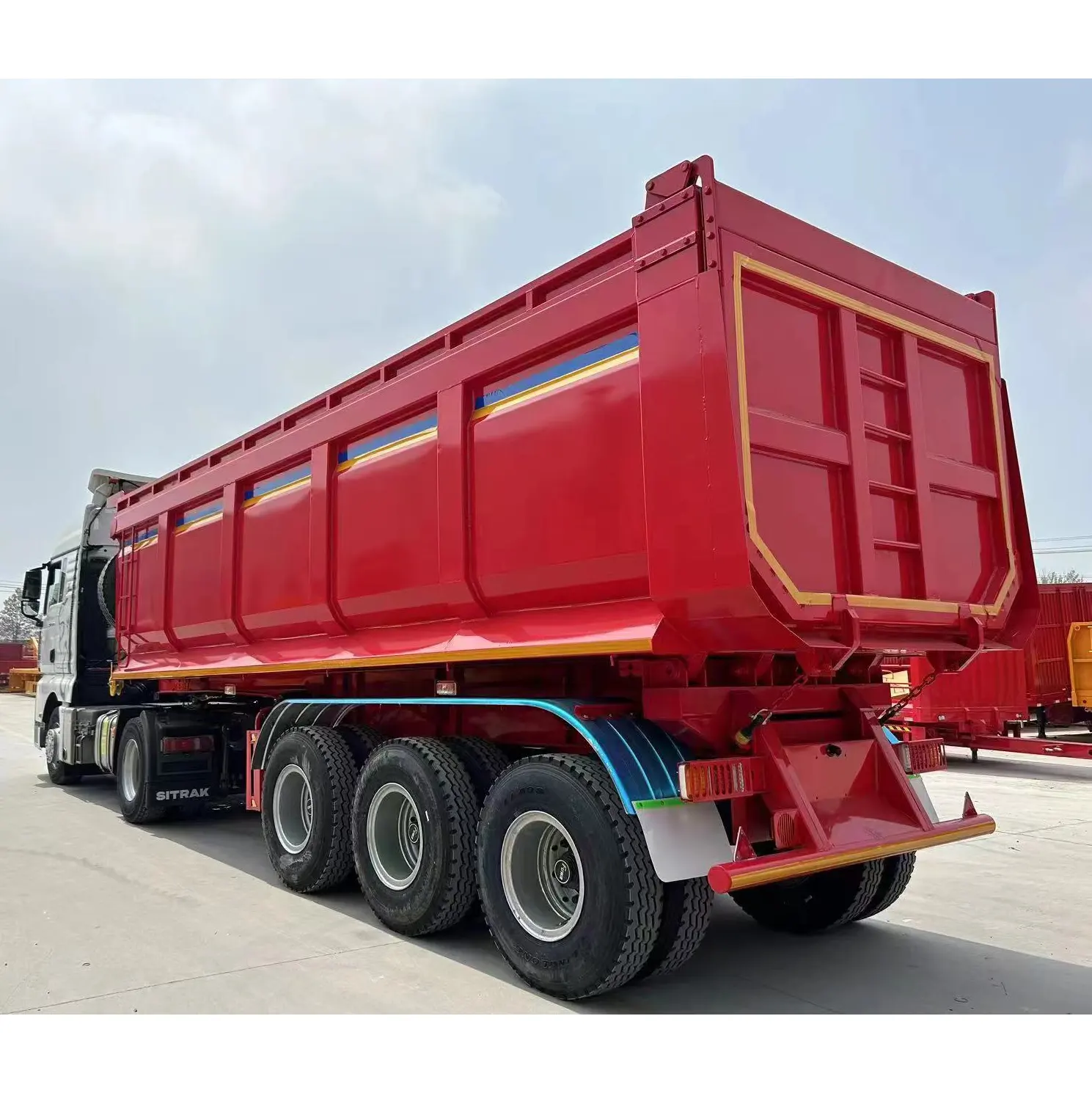 3 axles 13T/16T FUWA/BPW Brand grain transport dump truck trailer 5X 8 hydraulic telescopic cylinder dump semi trailer