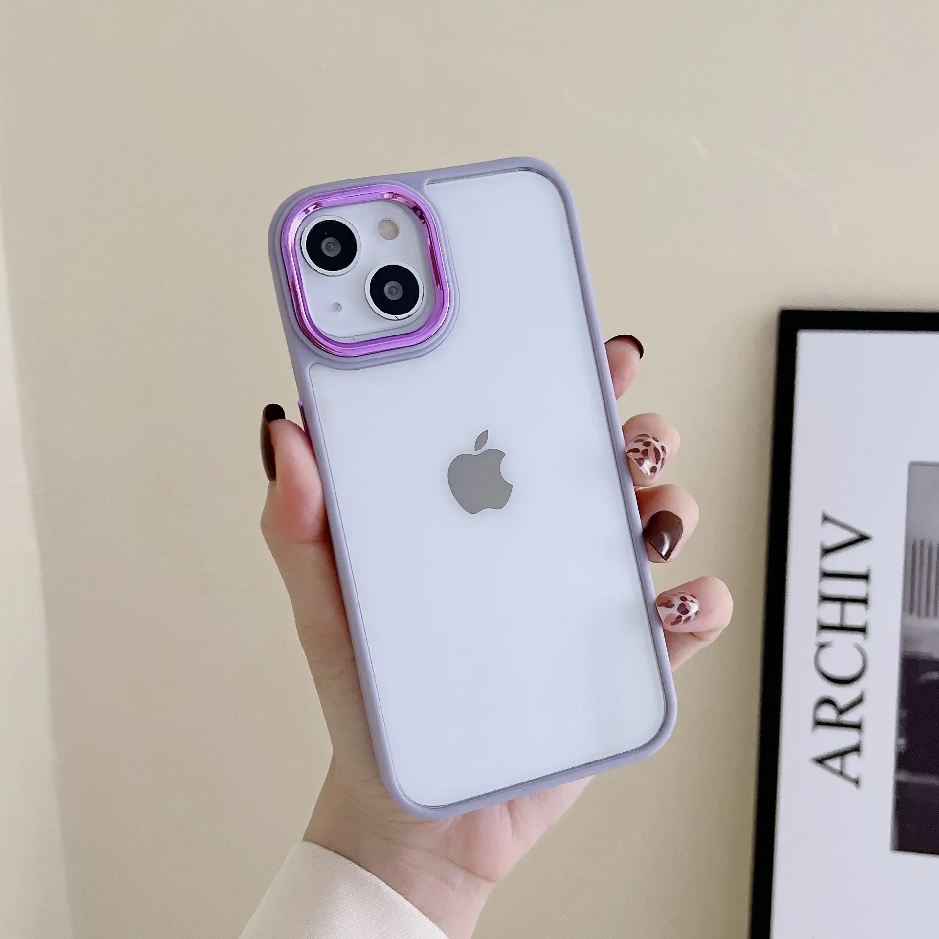 Purple Color Electroplated Frame Transparent Clear Mobile Phone Case Cover for iPhone 14 Pro Max 14 Plus