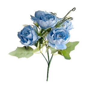 Ramo de peonías de 5 tallos estilo europeo, arreglo floral de seda de 26 cm para decoración del hogar, bodas, accesorios de fotografía al aire libre - Product Image 5