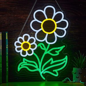 Daisy Flower Neon <b>Sign</b> LED indoor hanging ambient light shop <b>sign</b> wall decoration light entrance indicator light luminous <b>sign</b> - Product Image 1