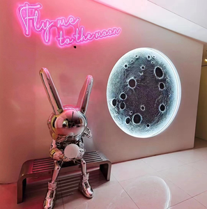 Escultura de Conejo de Arte Pop para Exteriores, Estatua de Conejo de Fibra de Vidrio con Luz de Luna - Product Image 5