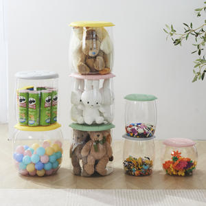 Seau de rangement pour jouets domestiques, tabouret circulaire en plastique avec capacité de charge de 50 kg pour l'organisation de la salle de jeux des enfants YHL813 - Product Image 3