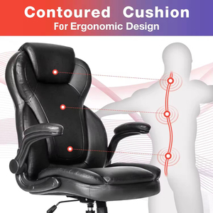 Chaise de <span class=keywords><strong>bureau</strong></span> ergonomique à dossier haut en similicuir, accoudoirs rembourrés, fonction d'inclinaison et de bascule, siège extra <span class=keywords><strong>large</strong></span>, style moderne pour cadre dirigeant - Product Image 6