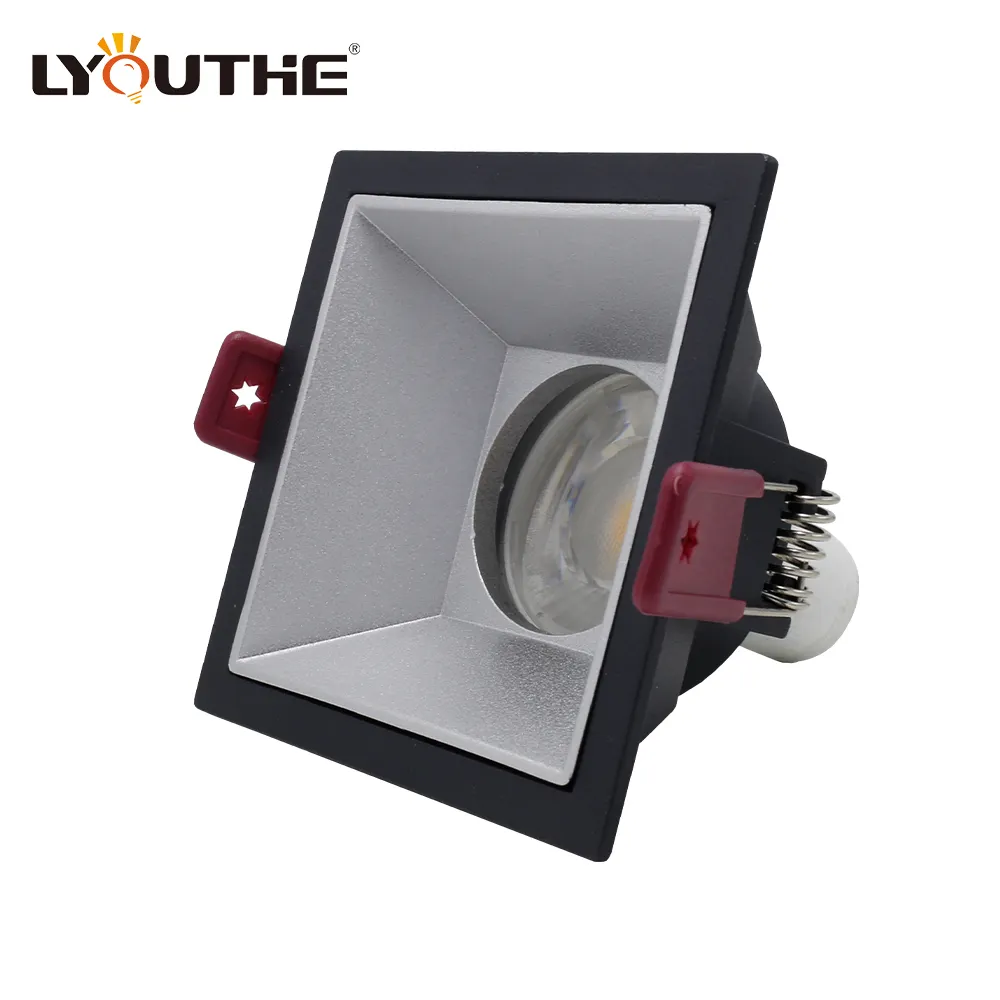 Anti-glare gold silver withe reflective cup aluminum alloy GU10 MR16 square downlights housing