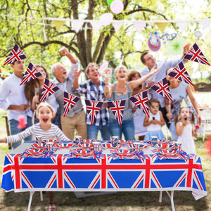 Queen Elizabeth Platinum Jubilee Union Jack Pennant Banner Disposable Queen Jubilee Party Tableware Set <strong>Table</strong> Decorations for - Product Image 6