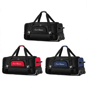 Schwarze Rolltasche mit Rädern, Sporttasche, Reisetasche mit Mehrfachtaschen, Seitentaschen und Verstellbarem Schultergurt, OEM Anpassbar - Product Image 1