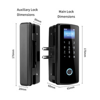 Cerradura de Huella Digital para Puerta de Vidrio Comercial, Cerradura Inteligente Digital sin Llave para Puerta de Madera con Huella Digital, Código y Tarjeta