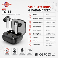 Écouteurs sans fil HiFi stéréo, écouteurs Bluetooth 6.0, écouteurs intra-auriculaires TWS sans fil pour jeux, entraînement, sport, travail