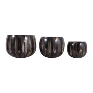 Set di 3 Vasi Decorativi Rotondi in Metallo, Moderni Portafiori per Interni ed Esterni, Ingresso, Soggiorno, Ufficio - Product Image 4