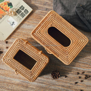 Boîte à mouchoirs en rotin carré naturel, porte-serviettes tissé à la main, traditionnel, minimaliste, durable, jetable pour la maison, l'hôtel - Product Image 2