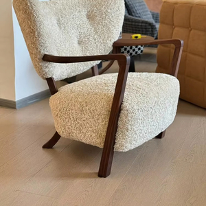 <span class=keywords><strong>Chaise</strong></span> <span class=keywords><strong>longue</strong></span> moderne confortable en <span class=keywords><strong>peluche</strong></span> avec des accents en bois élégants - Product Image 4