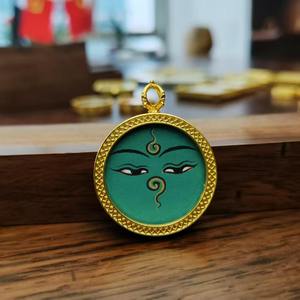 Colgante Thangka de Hotan, redondo, pintado a mano, arte sagrado budista tibetano para meditación, protección espiritual, religioso, venta al por mayor - Product Image 6