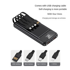 2025 Portable 10000mAh Power Bank Chargeur intégré à 4 fils Affichage LED Batterie li-polymère 22.5W CE ROHS FCC Certifié - Product Image 4