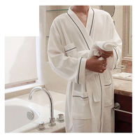 Peignoir de spa personnalisé avec logo brodé pour hommes et femmes, peignoir de luxe en tissu gaufré doux, peignoir en coton à motif uni, peignoir en tissu gaufré