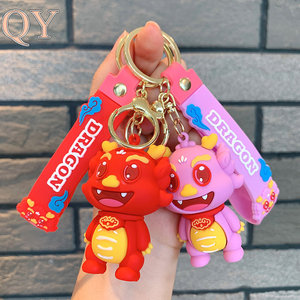 QY mignon personnage de dessin animé porte-clés personnalisé 3D souple PVC caoutchouc Silicone porte-clés voiture sac charme - Product Image 1