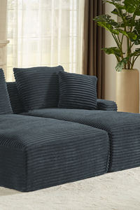 圧縮可能なダブルシェーズロングソファベッド 2人掛け 調節可能 環境に優しい ふわふわ モダン 組み立て不要 室内リビング用 - Product Image 2