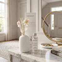 Coffret Cadeau Diffuseur à Bâtonnets Parfumés Romantiques Fleurs Séchées Pot en Verre 50ml Sans Alcool Écologique Parfum Longue Durée